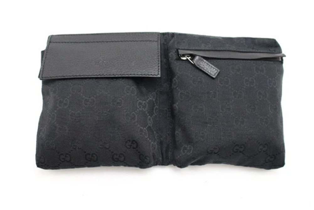 Gucci Waist Belt Crossbody bag GG canvas calfskin black